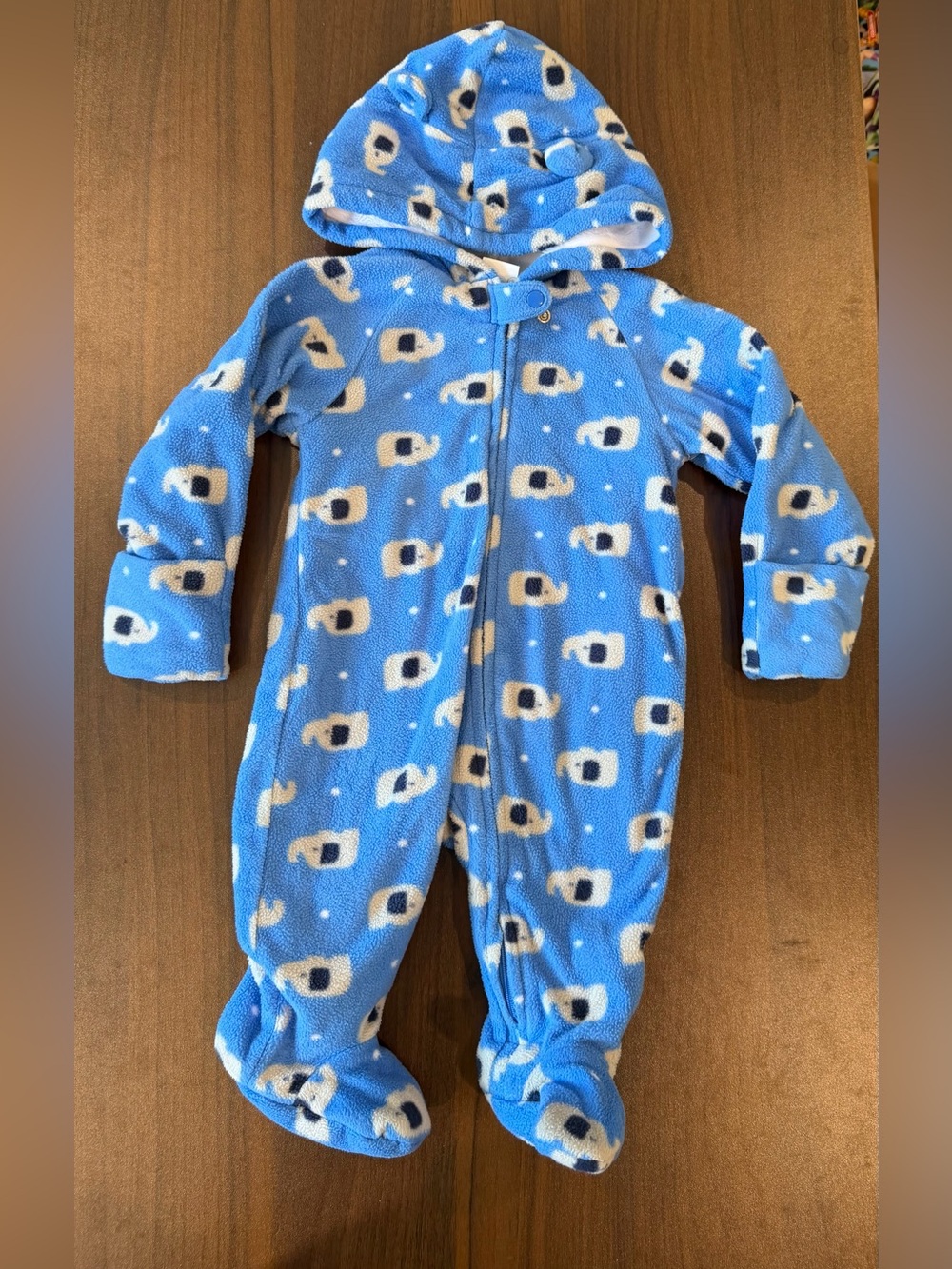 Healthtex Baby Bunting Snowsuit Hooded Fleece Footed One Piece with Ears 3-6M